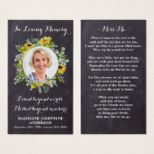 メモリアルヒマワリ葬儀祈りの言葉カードシャルボード (正面&裏面)