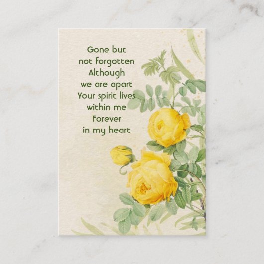 メモリアルフォトイエローローズガーデンフラワー 名刺 (正面)