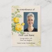 メモリアルフォトイエローローズガーデンフラワー 名刺 (裏面)