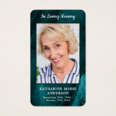 メモリアルフォトエメラルドグリーン葬儀祈りの言葉カード (正面)