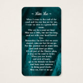 メモリアルフォトエメラルドグリーン葬儀祈りの言葉カード (裏面)