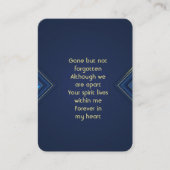 メモリアルフォトエレガント祈りの言葉ブルー&金ゴールド 名刺 (正面)