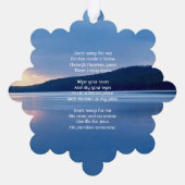 メモリアルフォトクリスチャンレイクサンライズ自然 オーナメントカード (裏面)