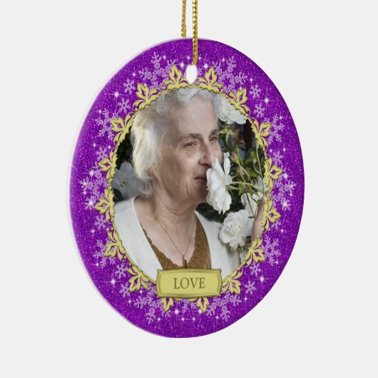 メモリアルフォトクリスマスオーナメント – 雪片 セラミックオーナメント (右)