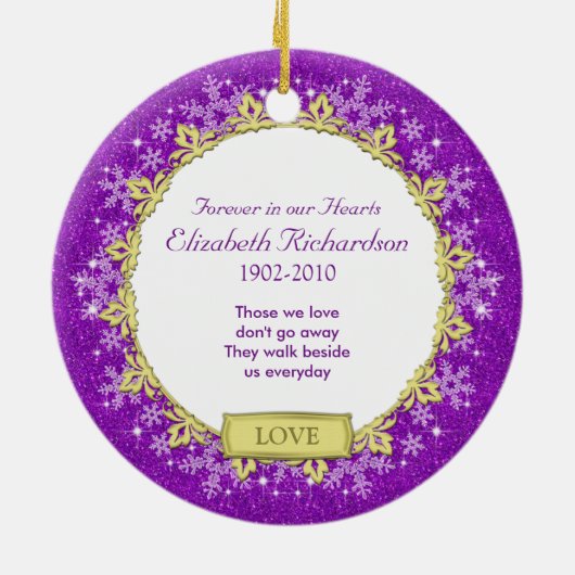 メモリアルフォトクリスマスオーナメント – 雪片 セラミックオーナメント (裏面)