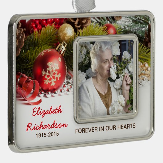 メモリアルフォトクリスマスクリスマスホリデーデコレーション シルバープレートフレームオーナメント (右)