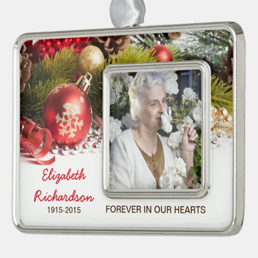 メモリアルフォトクリスマスクリスマスホリデーデコレーション シルバープレートフレームオーナメント (左)