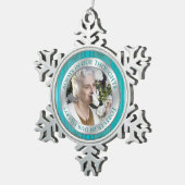 メモリアルフォトクリスマスティール(緑がかった色)シルバー スノーフレークピューターオーナメント (右)