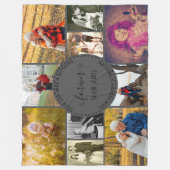 メモリアルフォトコラージュフォーエバーハートズグレー フリースブランケット (正面)