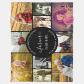 メモリアルフォトコラージュフォーエバーハートズブラック フリースブランケット (正面)