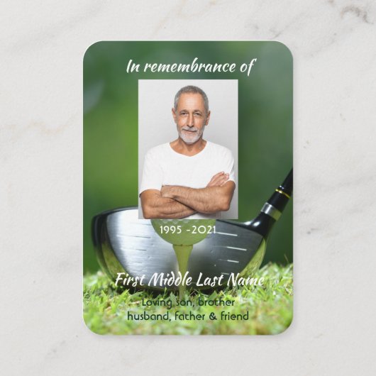 メモリアルフォトゴルファーのゴルフコースゴルフ 名刺 (裏面)