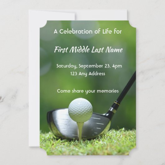 メモリアルフォトゴルファーのゴルフコースゴルフ 招待状 (正面)