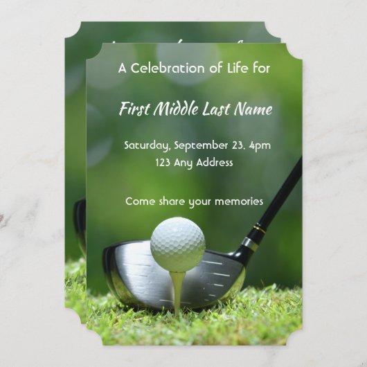 メモリアルフォトゴルファーのゴルフコースゴルフ 招待状 (正面/裏面)