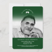 メモリアルフォトトラクター緑の葬儀招待状 招待状 (正面)