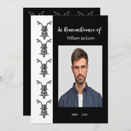 メモリアルフォトバイクバイクもしくは自転車に乗る人サイクリング招待状 招待状 (正面/裏面)