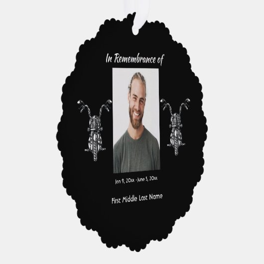 メモリアルフォトバイクバイクもしくは自転車に乗る人 オーナメントカード (右)