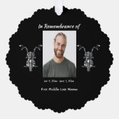 メモリアルフォトバイクバイクもしくは自転車に乗る人 オーナメントカード (正面)