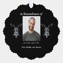 メモリアルフォトバイクバイクもしくは自転車に乗る人 オーナメントカード