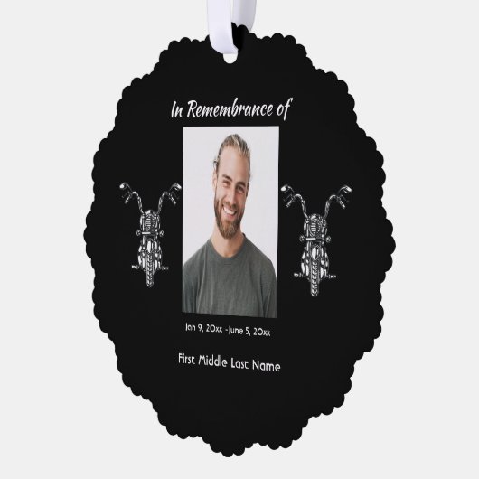 メモリアルフォトバイクバイクもしくは自転車に乗る人 オーナメントカード (左)