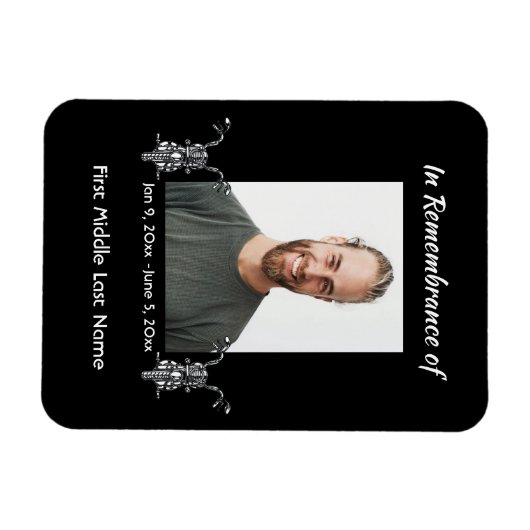 メモリアルフォトバイクバイクもしくは自転車に乗る人 マグネット (横)