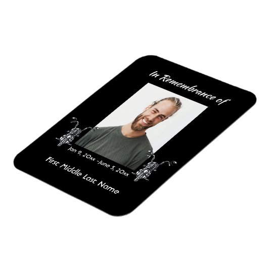 メモリアルフォトバイクバイクもしくは自転車に乗る人 マグネット (左側)