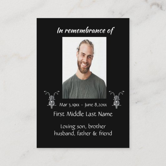 メモリアルフォトバイクバイクもしくは自転車に乗る人 名刺 (裏面)