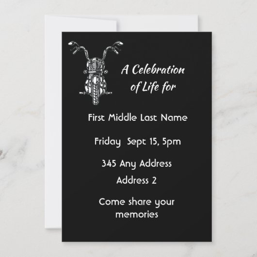 メモリアルフォトバイクバイクもしくは自転車に乗る人 招待状 (正面)
