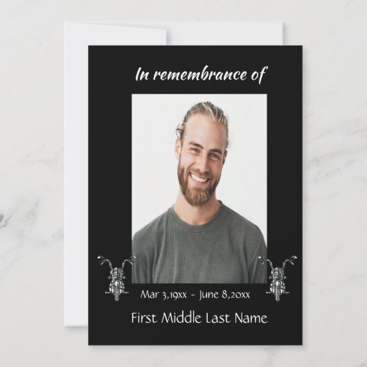 メモリアルフォトバイクバイクもしくは自転車に乗る人 招待状 (裏面)