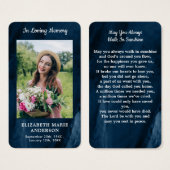 メモリアルフォトブルーマーブル葬儀祈りの言葉カード (正面&裏面)