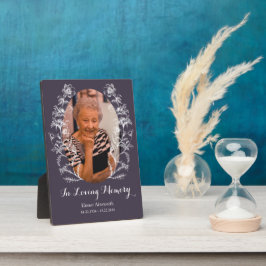 メモリアルフォトプラークヴィンテージイラストレーション花 フォトプラーク