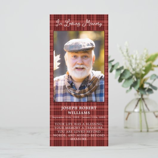 メモリアルフォトプレイド葬儀祈りの言葉しおりカード (スタンド正面)