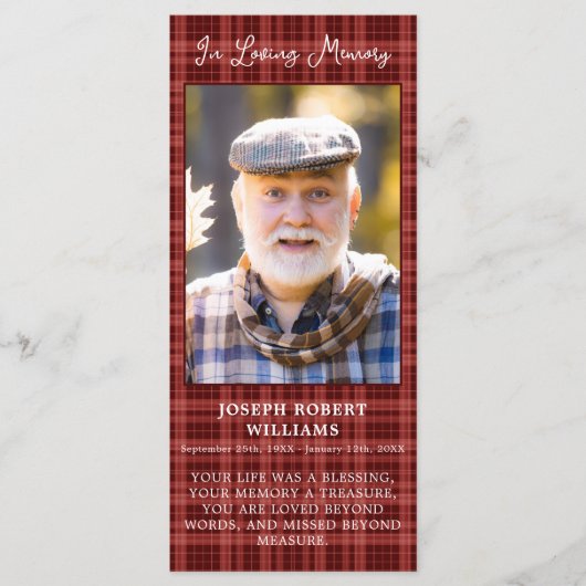 メモリアルフォトプレイド葬儀祈りの言葉しおりカード (正面)