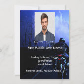 メモリアルフォトメモリアルモーターサイクルバイクもしくは自転車に乗る人 招待状 (裏面)