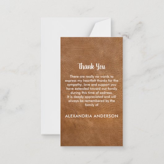 メモリアルフォトレザー葬儀サンキューノートカード ノートカード (裏面)