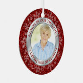 メモリアルフォトレッド常に私たちの思考クリスマス メタルオーナメント (正面右)