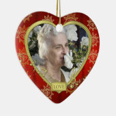 メモリアルフォトレッド金ゴールド音楽ハートクリスマス セラミックオーナメント (右)