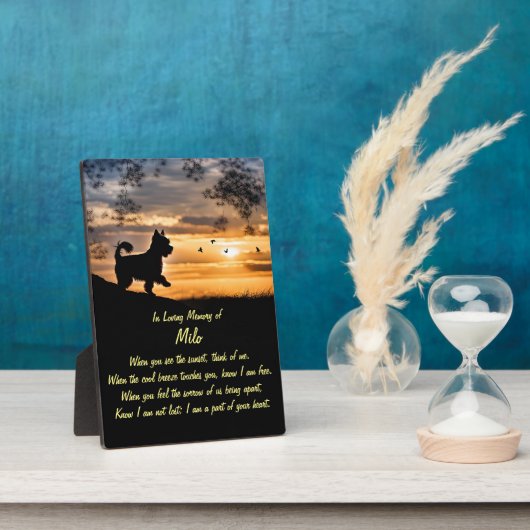 メモリアルフォーヨークシャーテリア名前をカスタムする フォトプラーク (側面)