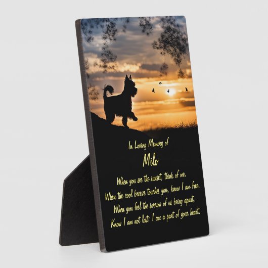メモリアルフォーヨークシャーテリア名前をカスタムする フォトプラーク (側面)
