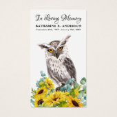 メモリアルフクロウひまわりフローラ葬儀祈りの言葉カード (正面)
