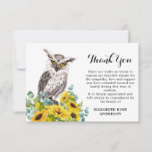 メモリアルフクロウひまわり悔やみや弔慰葬儀 サンキューカード (正面)