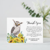 メモリアルフクロウひまわり悔やみや弔慰葬儀 サンキューカード (スタンド正面)