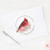 メモリアルフラワーシーズ水彩（鳥）ショウジョウコウカンチョウのお気に入り ラウンドシール (封筒)