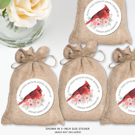 メモリアルフラワーシーズ水彩（鳥）ショウジョウコウカンチョウのお気に入り ラウンドシール