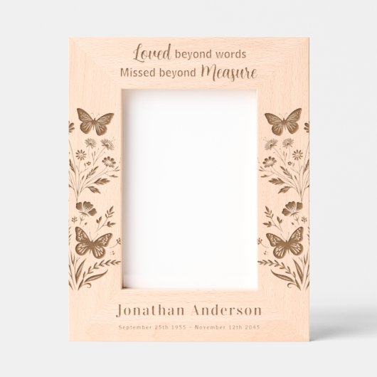 メモリアルフローラの思い出をパーソナライズされた木写真 レーザー彫刻フレーム (正面)