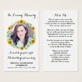 メモリアルフローラひまわり葬儀祈りの言葉カード (正面&裏面)