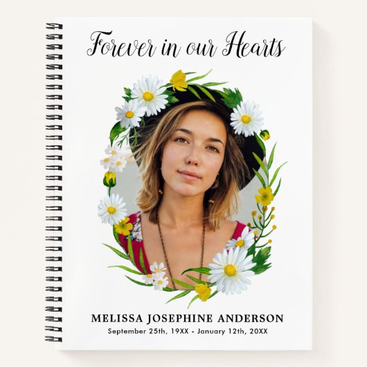メモリアルフローラデイジー写真葬儀招待帳 ノートブック (正面)