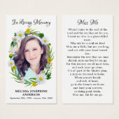 メモリアルフローラデイジー写真葬儀祈りの言葉カード (正面&裏面)