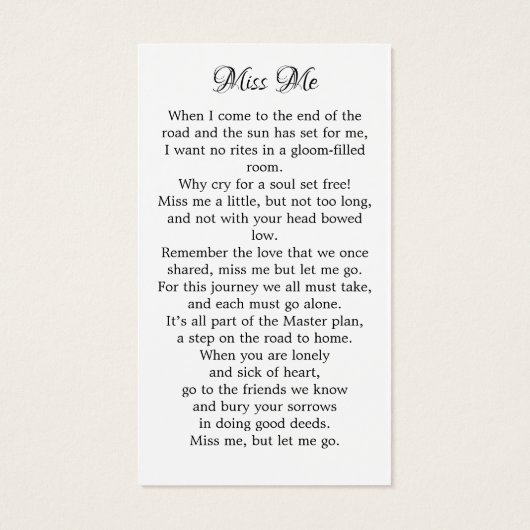 メモリアルフローラデイジー写真葬儀祈りの言葉カード (裏面)