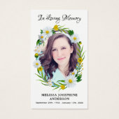 メモリアルフローラデイジー写真葬儀祈りの言葉カード (正面)