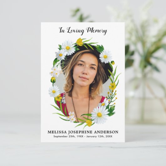 メモリアルフローラデイジー葬儀祈りの言葉カード写真 (スタンド正面)